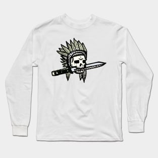 INDIAN SKULL BITES THE KNIFE Long Sleeve T-Shirt